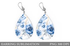 Flowers Earring Sublimation. Flowers Teardrop Earring Product Image 1