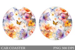 Butterflies Car Coaster. Floral Car Coaster Design Product Image 1