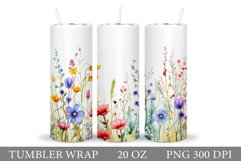 Flowers Tumbler Design. Wildflowers Tumbler Wrap Sublimation Product Image 1