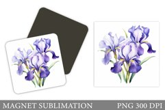 Flowers Irises Magnet Design. Summer Magnet Sublimation Product Image 1