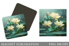 3D Lotus Magnet. Flowers Magnet Sublimation Product Image 1