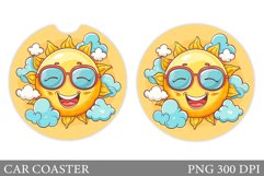 Positive Sun Car Coaster. Cute Sun Coaster Design Product Image 1