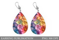 Flowers Earring Sublimation. 3D Flowers Earring Design Product Image 1