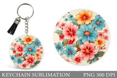 Flowers Keychain Design. Round Keychain Flowers Product Image 1