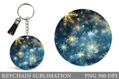 Shimmer Snowflakes Keychain. Winter Keychain Sublimation Product Image 1