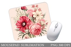 Flowers Mouse Pad Sublimation. Flowers Mouse Pad Design Product Image 1