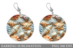 3D Seashell Earring Design. Sea Earring Sublimation Product Image 1