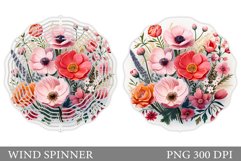 Flowers Wind Spinner Sublimation. Summer Wind Spinner Design Product Image 1