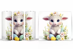 Cute Lamb Tumbler Design. Lamb Easter Tumbler Sublimation Product Image 2