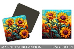Sunflowers Magnet. Summer Flowers Magnet Sublimation Product Image 1