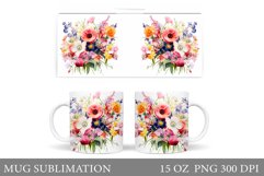 Flowers Mug Sublimation. Floral Mug Wrap Design Product Image 1
