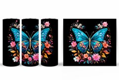 Butterfly Tumbler Sublimation. Flowers Tumbler Design Product Image 2