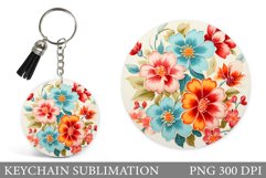 Flowers Keychain Sublimation. Floral Keychain Design Product Image 1