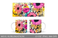 Flowers Mug Sublimation. Flowers Mug Wrap Design Product Image 1