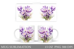 Crocus Flowers Mug Sublimation. Spring Mug Wrap Design Product Image 1