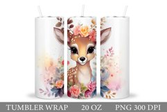Cute Deer Tumbler Sublimation. Flowers Tumbler Design Product Image 1