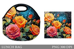 Roses Lunch Bag Sublimation. Flowers Lunch Bag Design Product Image 1