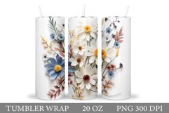 3D Flowers Tumbler Design. Flowers Tumbler Wrap Sublimation Product Image 1