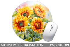 Sunflowers Mouse Pad Design. Summer Mouse Pad Sublimation Product Image 1