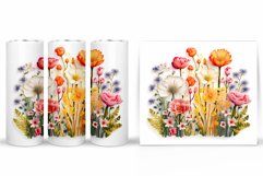 3D Flowers Tumbler Design. Wildflowers Tumbler Sublimation Product Image 2
