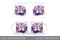 Owls Mug Sublimation. Cute Owls Mug Design Product Image 1