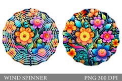 Neon Flowers Wind Spinner. Floral Wind Spinner Design Product Image 1