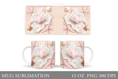 Seashell Mug Sublimation. Sea Mug Wrap Design Product Image 1
