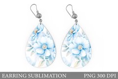 Flowers Earring Sublimation. Teardrop Earring Flowers Design Product Image 1