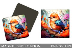 Bird Magnet Sublimation. Bird Square Magnet Design Product Image 1