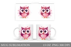 Valentine Owl Mug Sublimation. Valentines Mug Design Product Image 1
