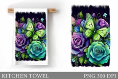 Butterfly Kitchen Towel. Rose Kitchen Towel Design Product Image 1