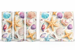 Starfish Tumbler Design. Seashell Tumbler Wrap Sublimation Product Image 2