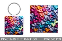 Hearts Keychain Sublimation. Colorful Hearts Keychain Product Image 1