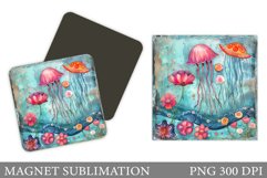 Jellyfish Magnet Design. Flowers World Magnet Product Image 1