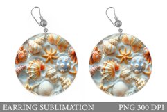 3D Seashell Earring Sublimation. Starfish Earring Design Product Image 1