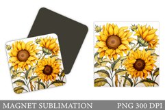 Sunflowers Magnet Design. Flowers Magnet Sublimation Product Image 1