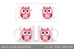 Cute Owl Mug Sublimation. Valentines Mug Design Product Image 1