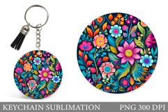 Flowers Keychain Design. Round Keychain Flowers Product Image 1