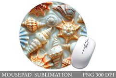3D Seashell Mouse Pad. Sea Mouse Pad Design Product Image 1