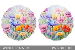 Flowers Wind Spinner Design. Watercolor Flowers Wind Spinner Product Image 1