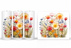 Wildflowers Tumbler Wrap. 3D Flowers Tumbler Sublimation Product Image 2