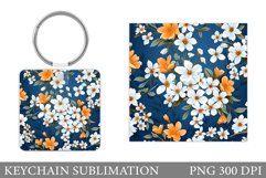 Flowers Keychain Sublimation. Square Keychain Flowers Product Image 1