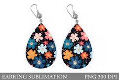 Flowers Earring Sublimation. Flowers Teardrop Earring Product Image 1