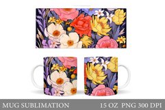 Flowers Mug Sublimation. Summer Mug Wrap Design Product Image 1