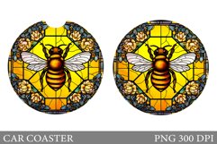 Bee Car Coaster Design. Stained Glass Bee Car Coaster Design Product Image 1