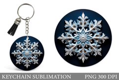 Snowflake Keychain Design. Snowflake Round Keychain Product Image 1