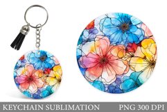 Flowers Keychain Design. Round Keychain Flowers Product Image 1