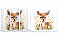 Cute Deer Tumbler Sublimation. Flowers Tumbler Design Product Image 2