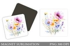 Flowers Magnet Sublimation. Wildflowers Magnet Design Product Image 1