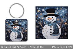 Snowman Keychain Design. Cute Snowman Square Keychain Product Image 1